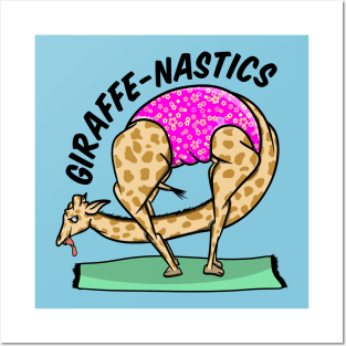 Giraffe doing gymnastics Posters and Art